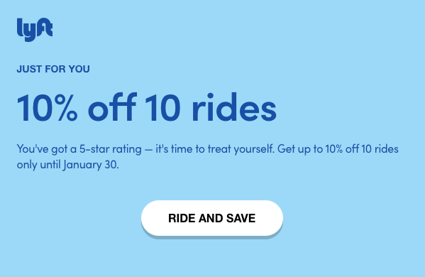 A rational appeal used to encourage customers to use Lyft