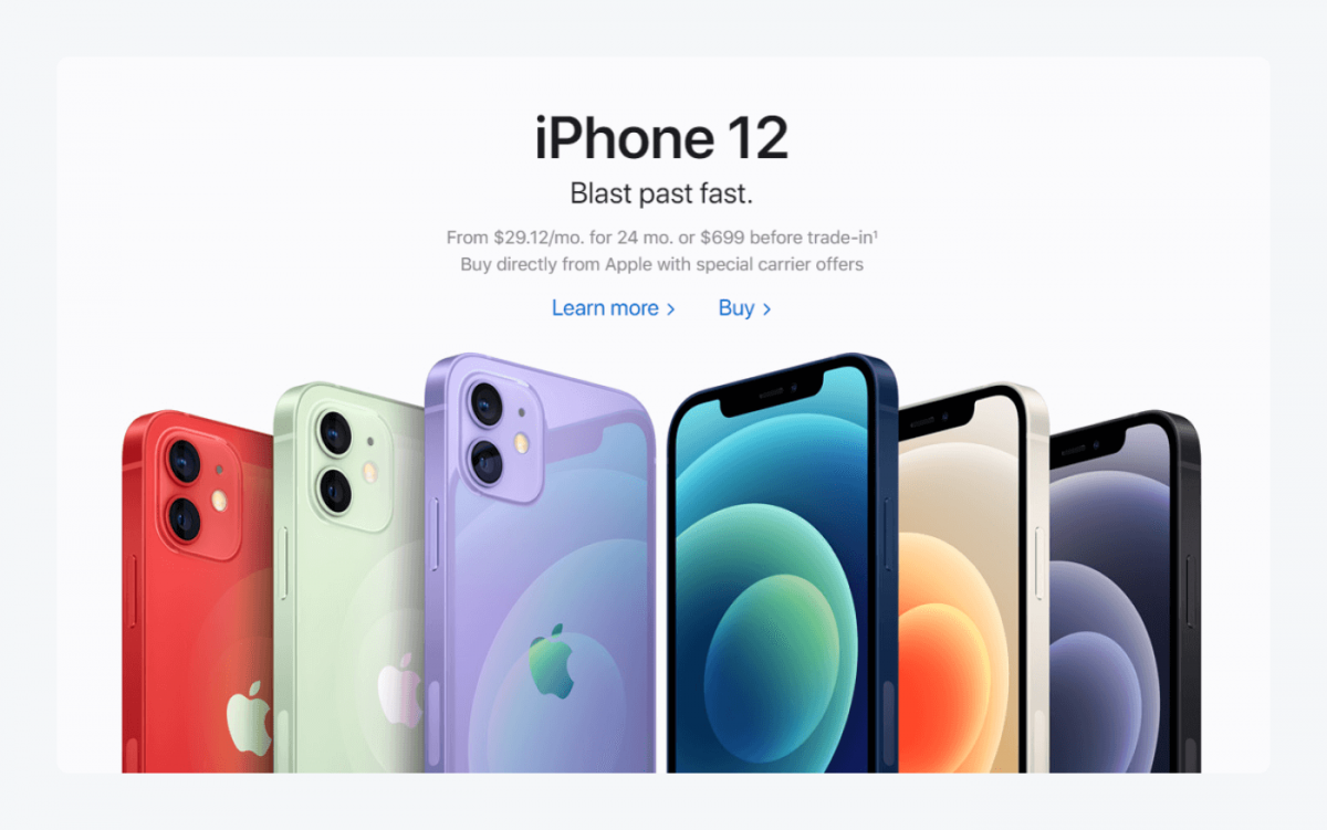 iPhone 12 landing page