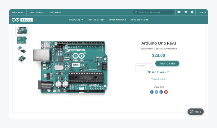 Arduino's homepage