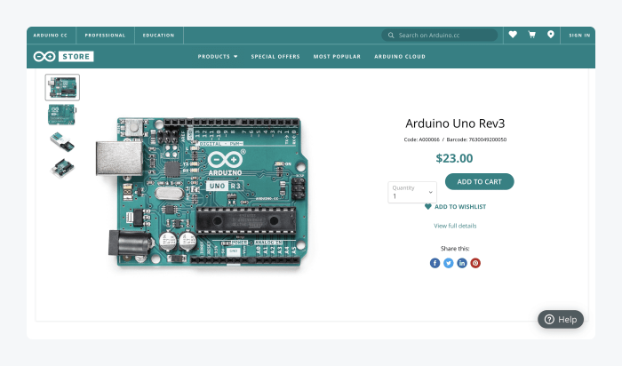 arduino ejemplo tienda shopify Página principal de Arduino