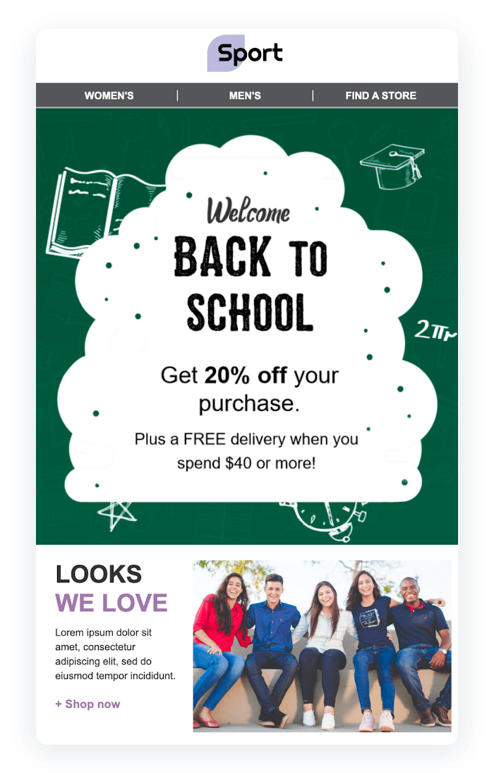 Email newsletter example - Back to School