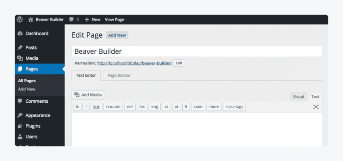 Screenshot of Beaver Builder plugin on WordPress