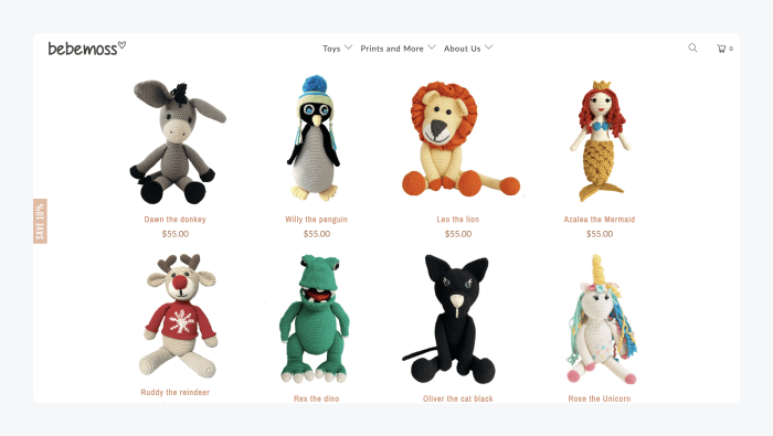 bebemoss ejemplo tienda shopify Página de Bebemoss