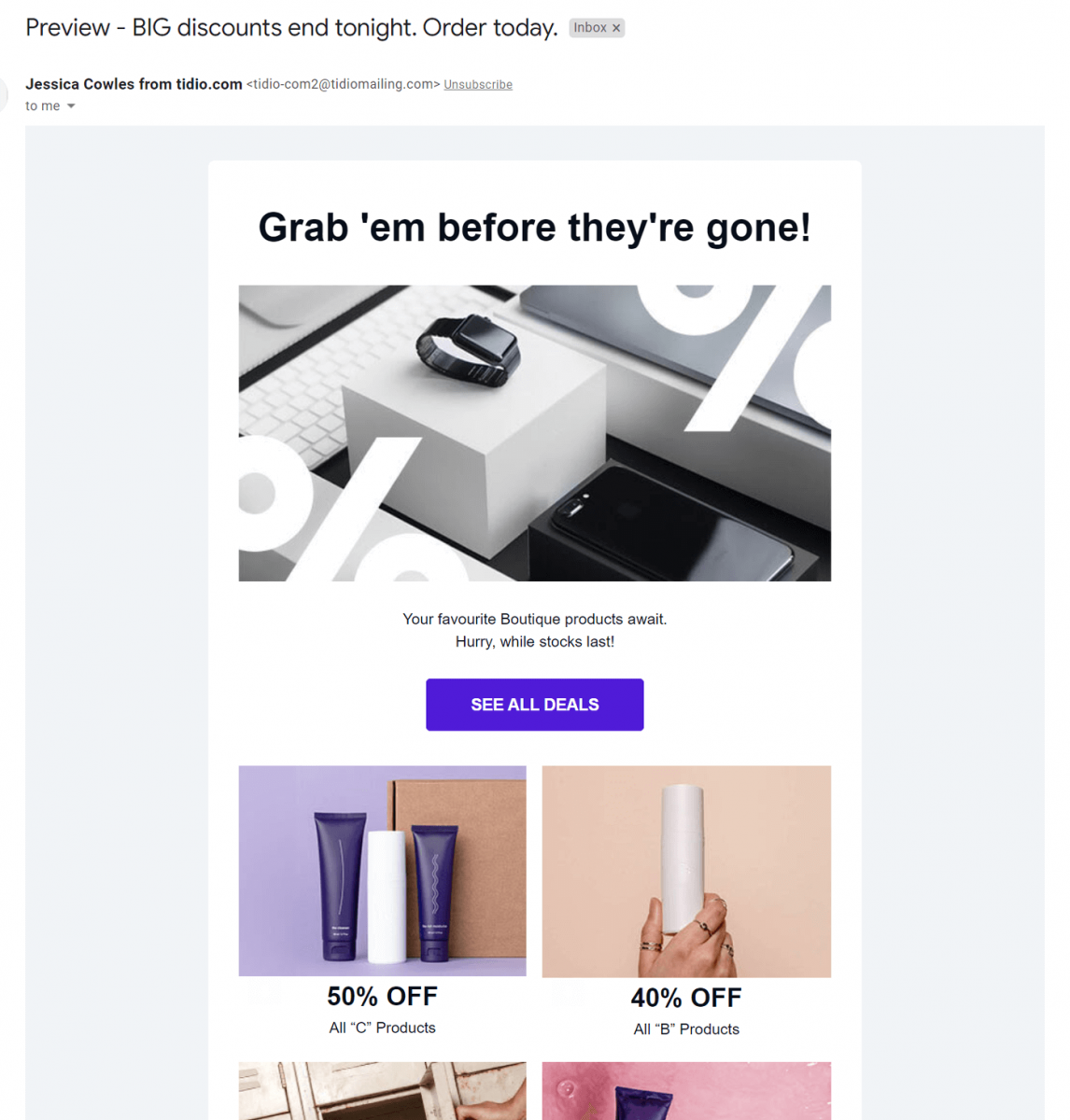 A Black Friday email campaign with a good BF subject line