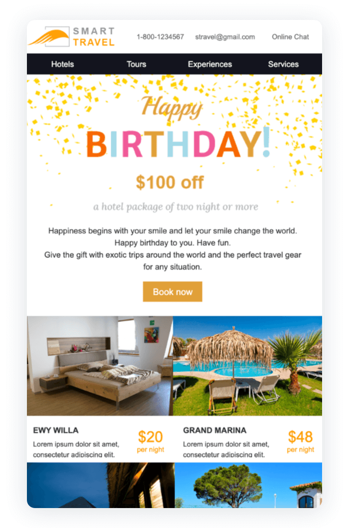 Email newsletter example - Happy Birthday