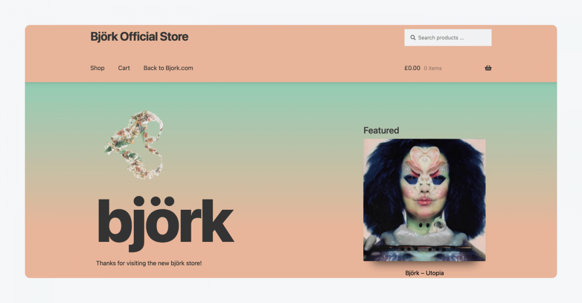Björk Official Store's homepage