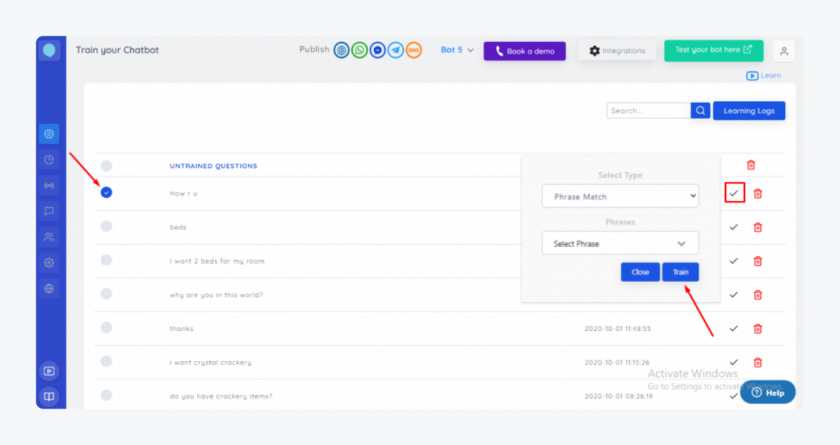 A view inside Botsify's chatbot building platform