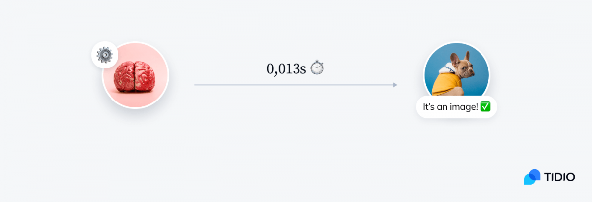 Infographic presenting the fact that it takes human brain 0.013 seconds to recognize an image