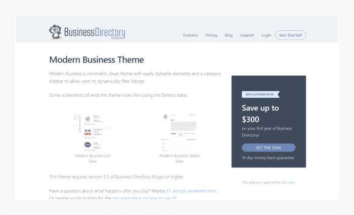 Screenshot of Business Directory plugin on WordPress