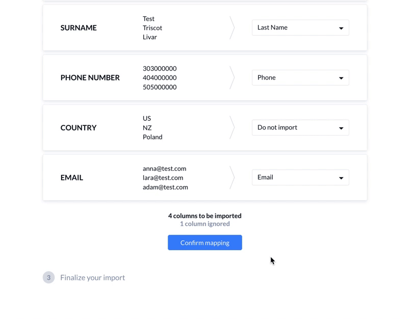 How to finalise your import procedure and confirm that all the contacts can be emailed