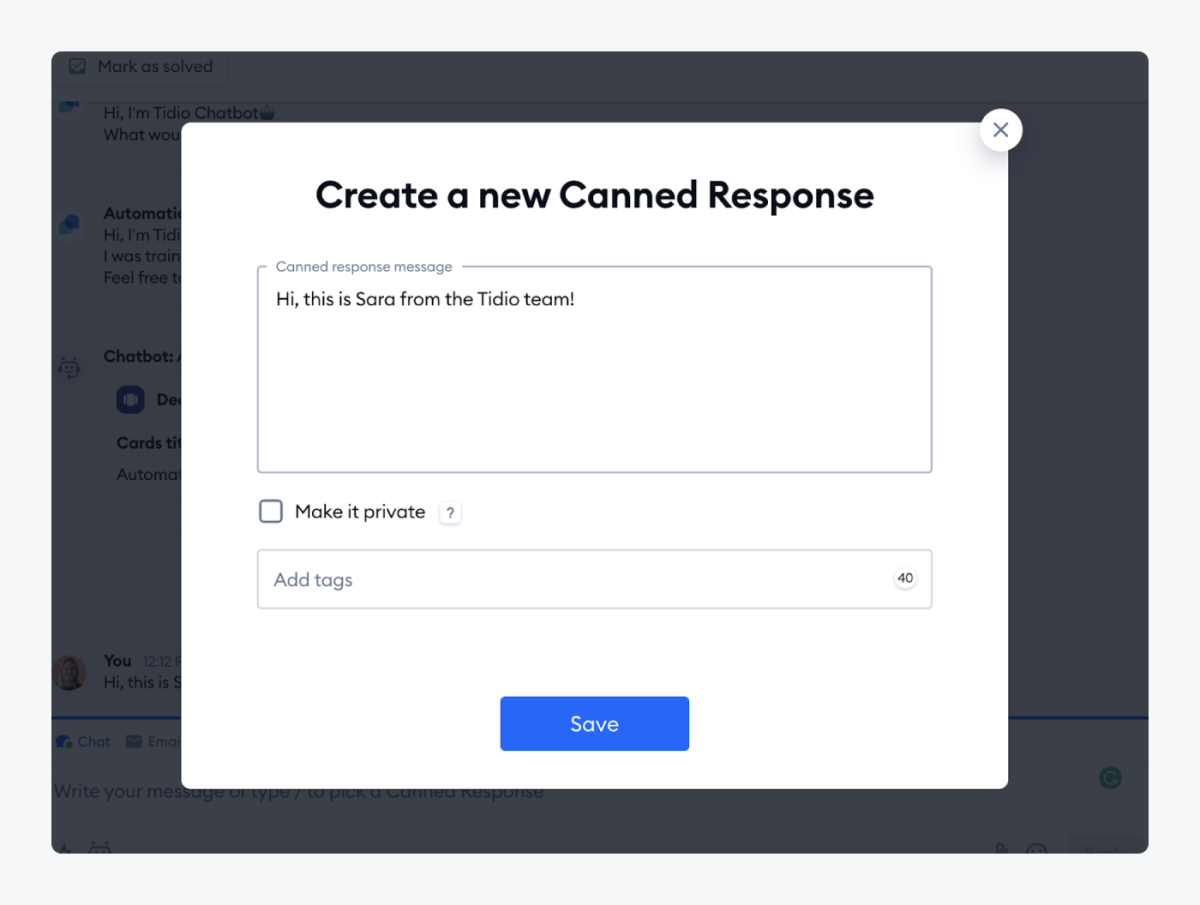 How to set up quick responses in Tidio