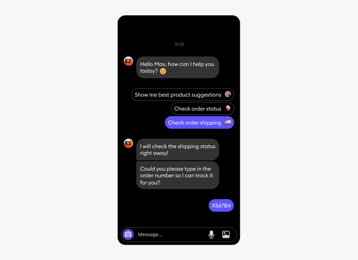 Tidio instagram bot conversation sample picture shows Tidio instagram bot conversation sample