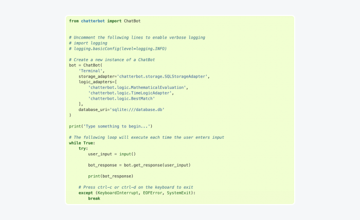 ChatterBot framework sample ChatterBot framework sample