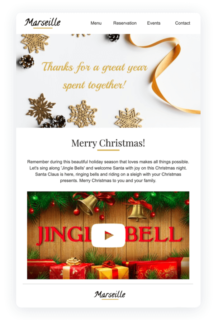 Email newsletter example - Marseille Christmas