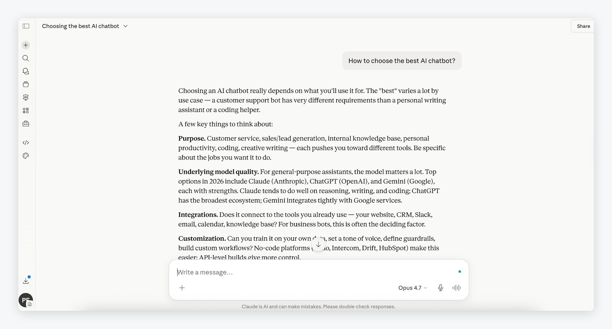 Claude AI chatbot