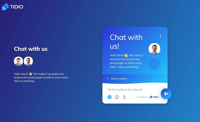 An example of a chat page