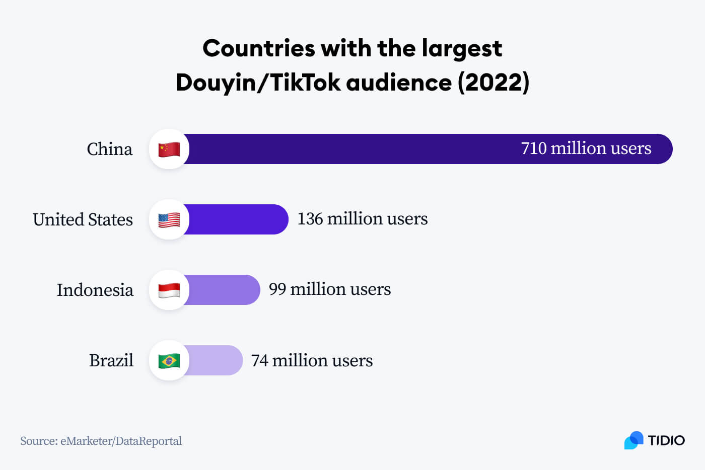 Statitics showing which country has the largest TikTok audience