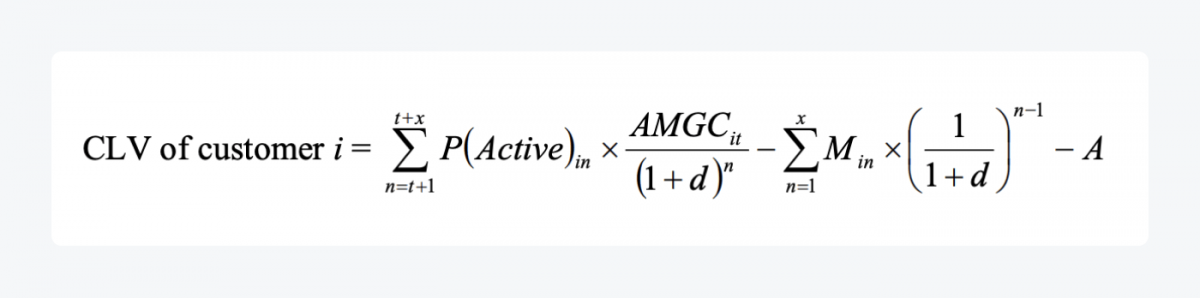 A complicated customer lifetime value model.