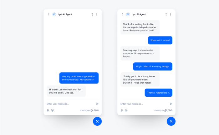 Customer service automation - conversation example