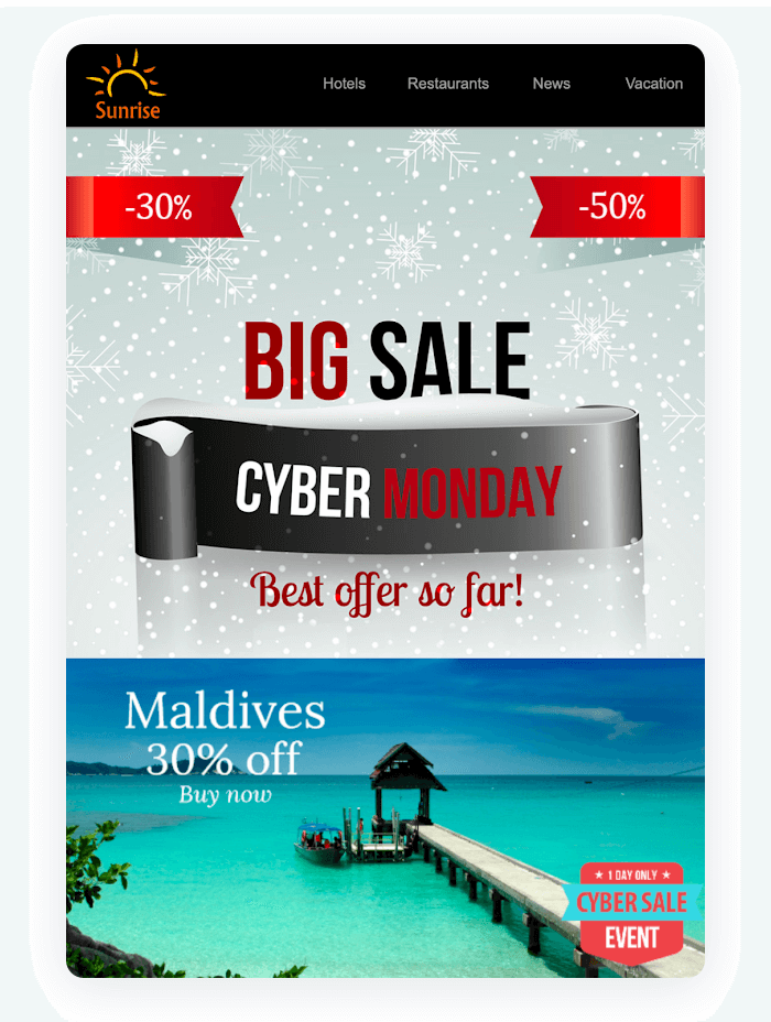 Email newsletter example - Big Sale