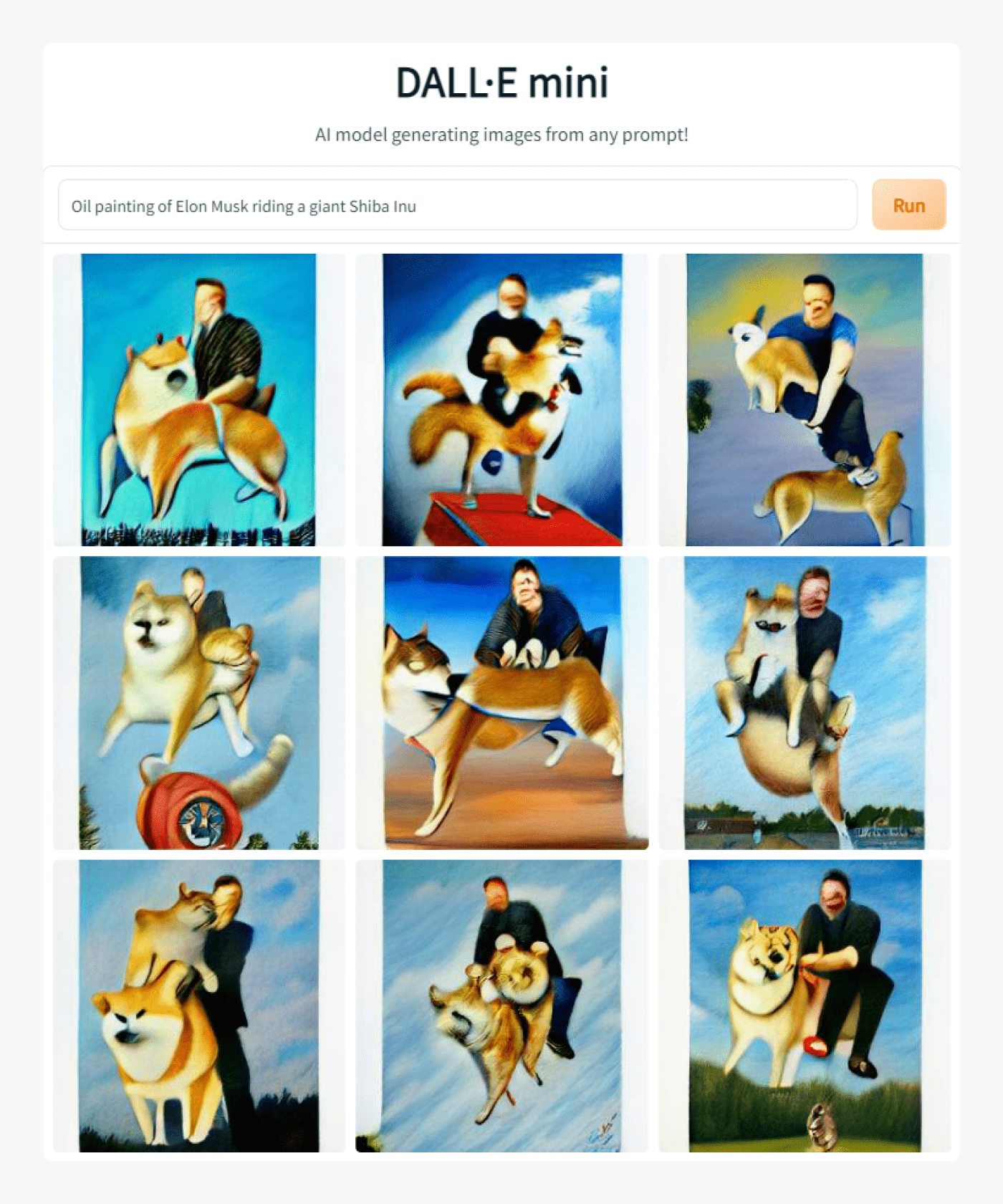Elon riding a Shiba Inu dog - Craiyon image