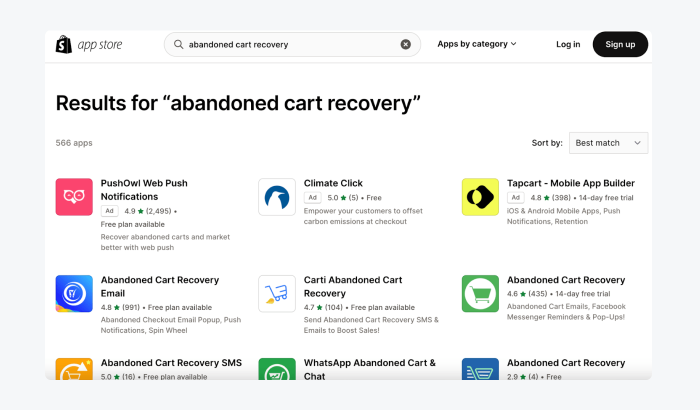 feedback collection feedback about abandoned cart example