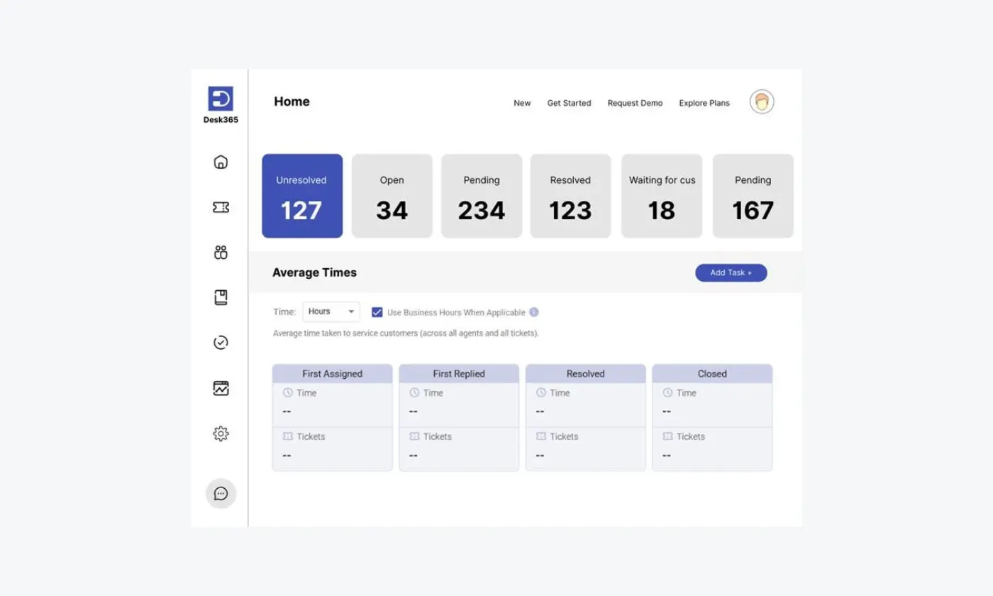 A screenshot of Desk365 panel