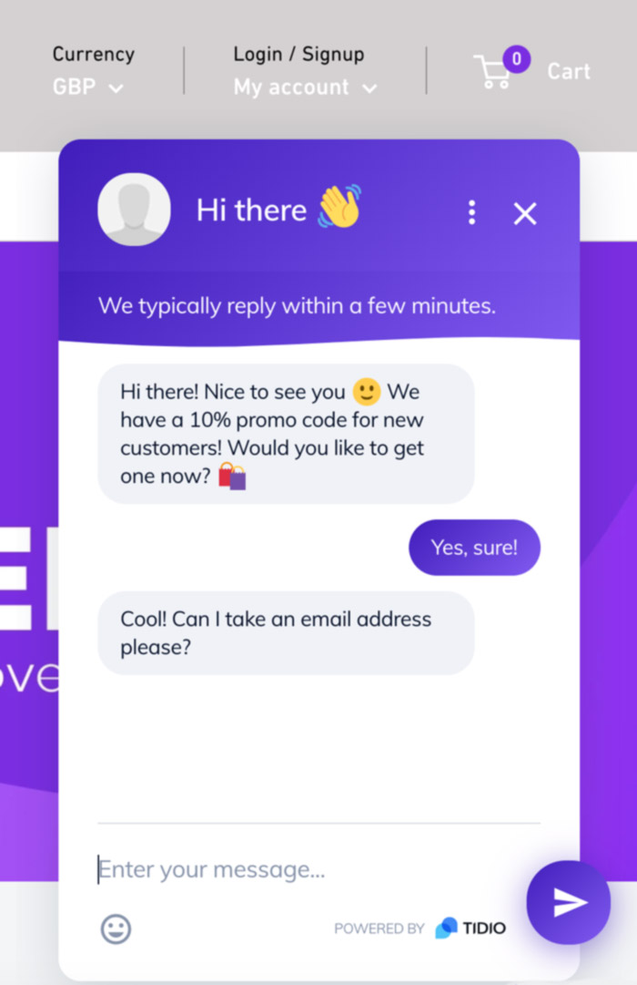 A chatbot offers a discount