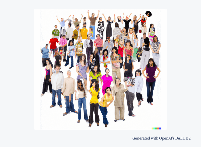 photo of a diverse group of people by DALL-E 2 photo of a diverse group of people by DALL-E 2