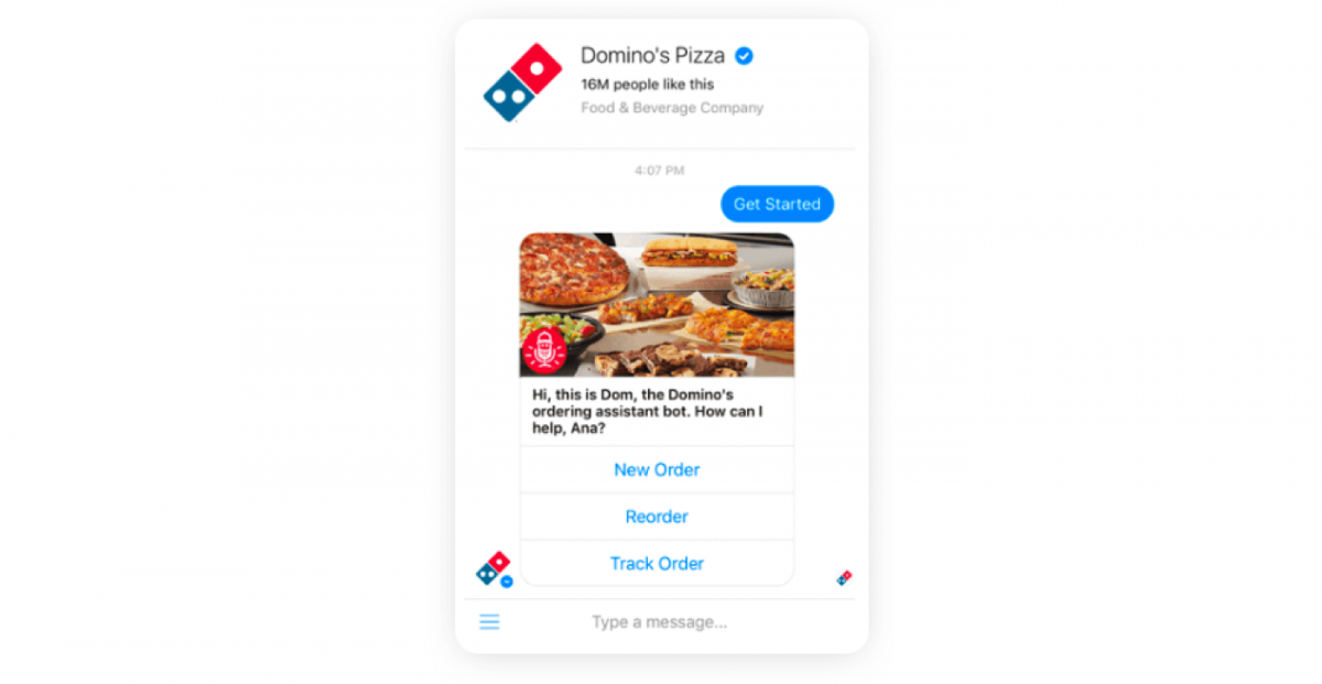 ejemplo de chatbot de domino's Un ejemplo de conversación chatbot de Domino's