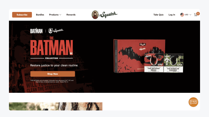 Dr. Squatch ejemplo tienda shopify Página principal del Dr. Squatch