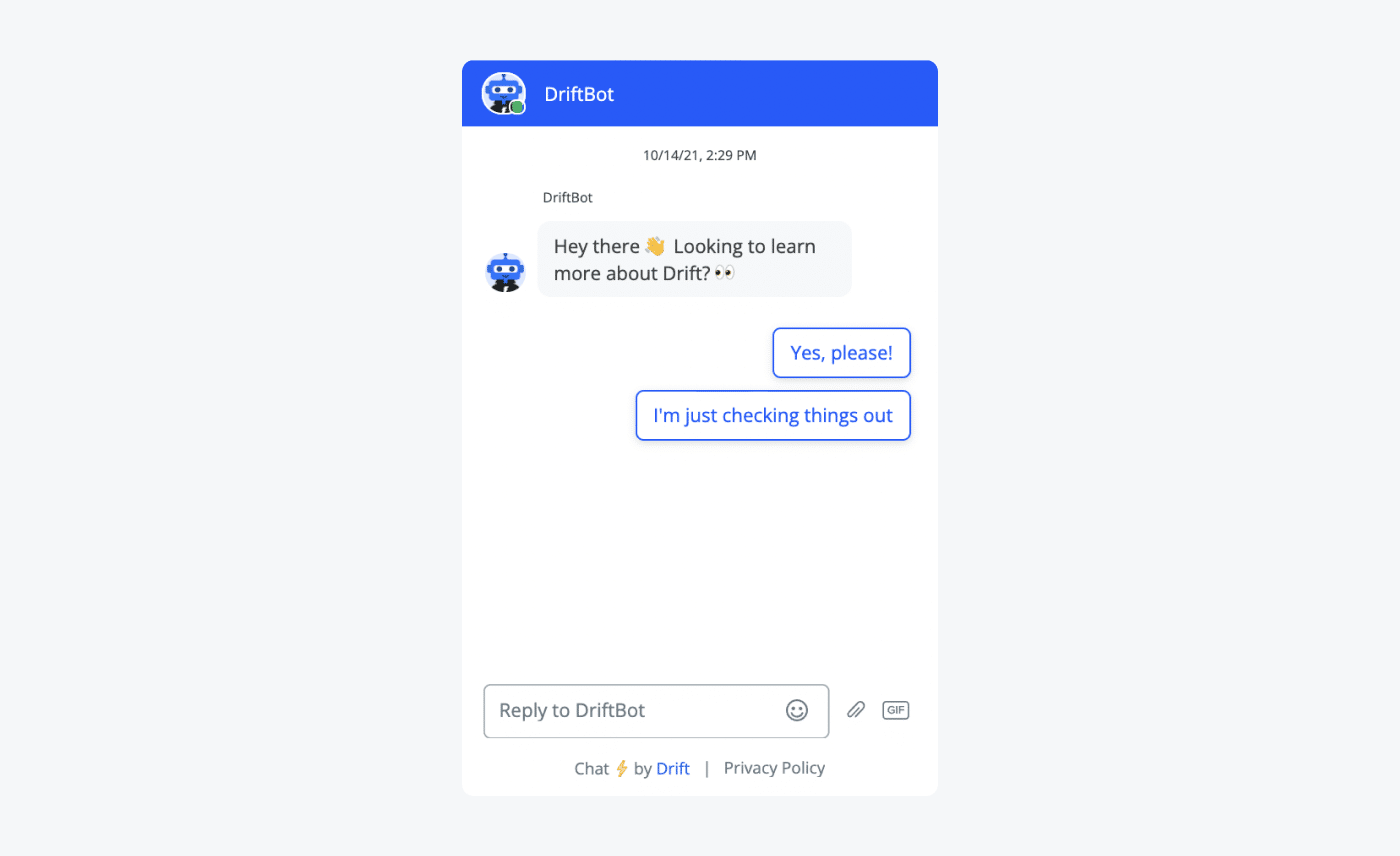 drift ai chatbot example