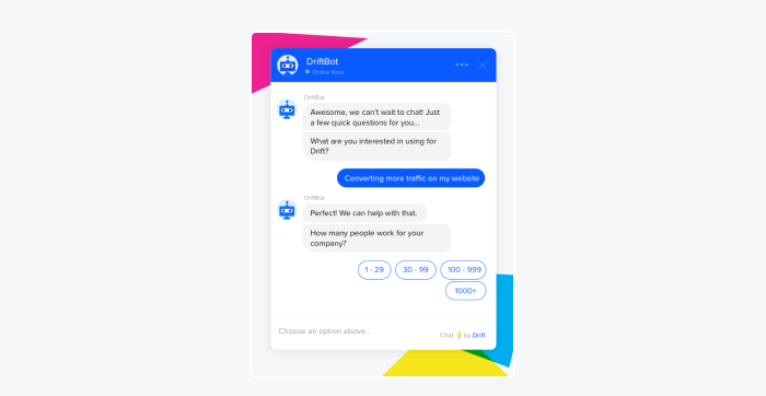 lead generation chatbot sample drift lead generation chatbot sample