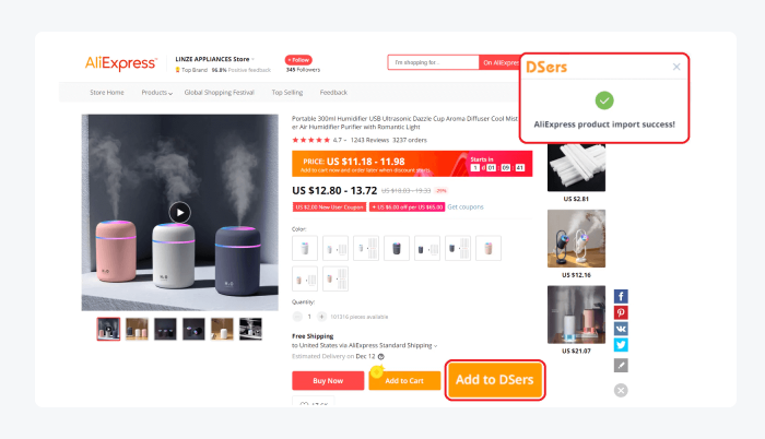 Dsers shopify Aliexpress plugin example