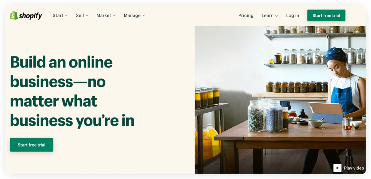 Shopify homepage