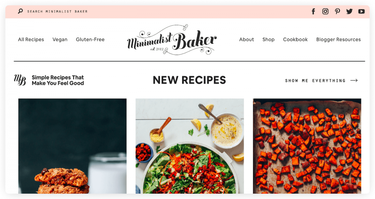 Minimalist Baker homepage