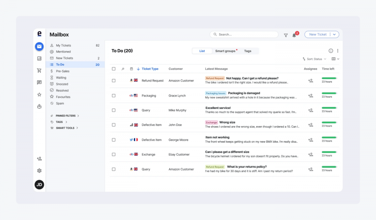 eDesk chat preview