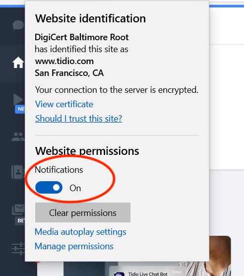 enable notifications Microsoft Edge