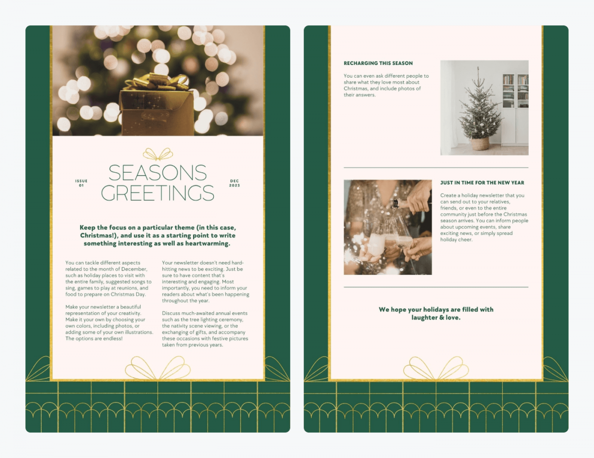 Classy & elegant business holiday newsletter template