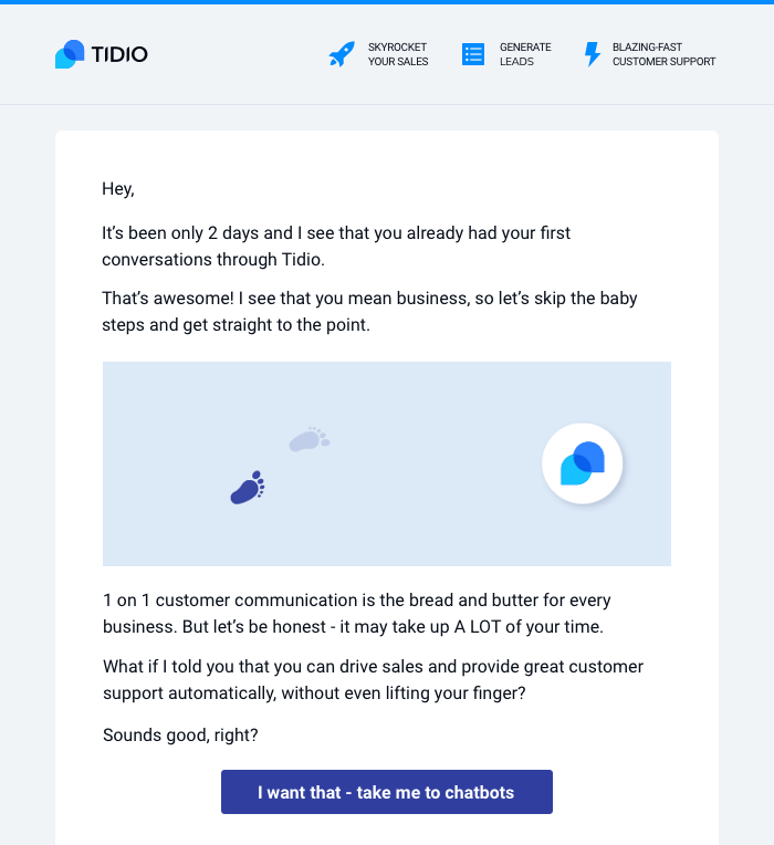 Tidio Email Example with CTA 