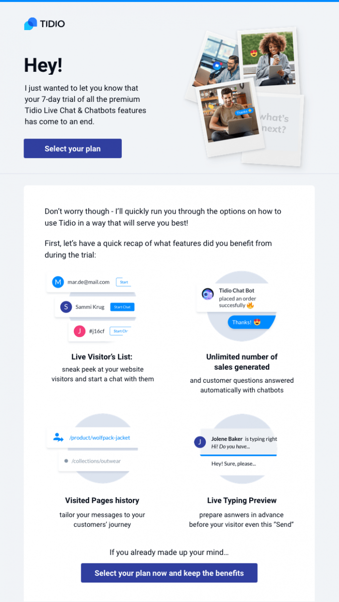 Tidio Email header example  