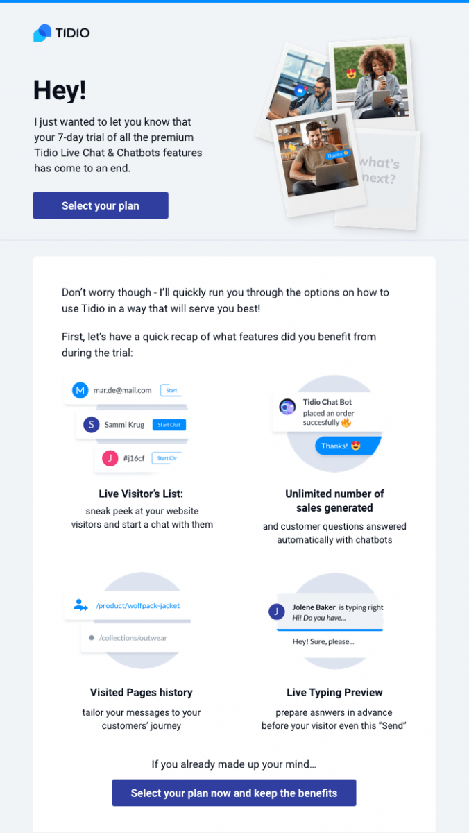 Tidio Email header example