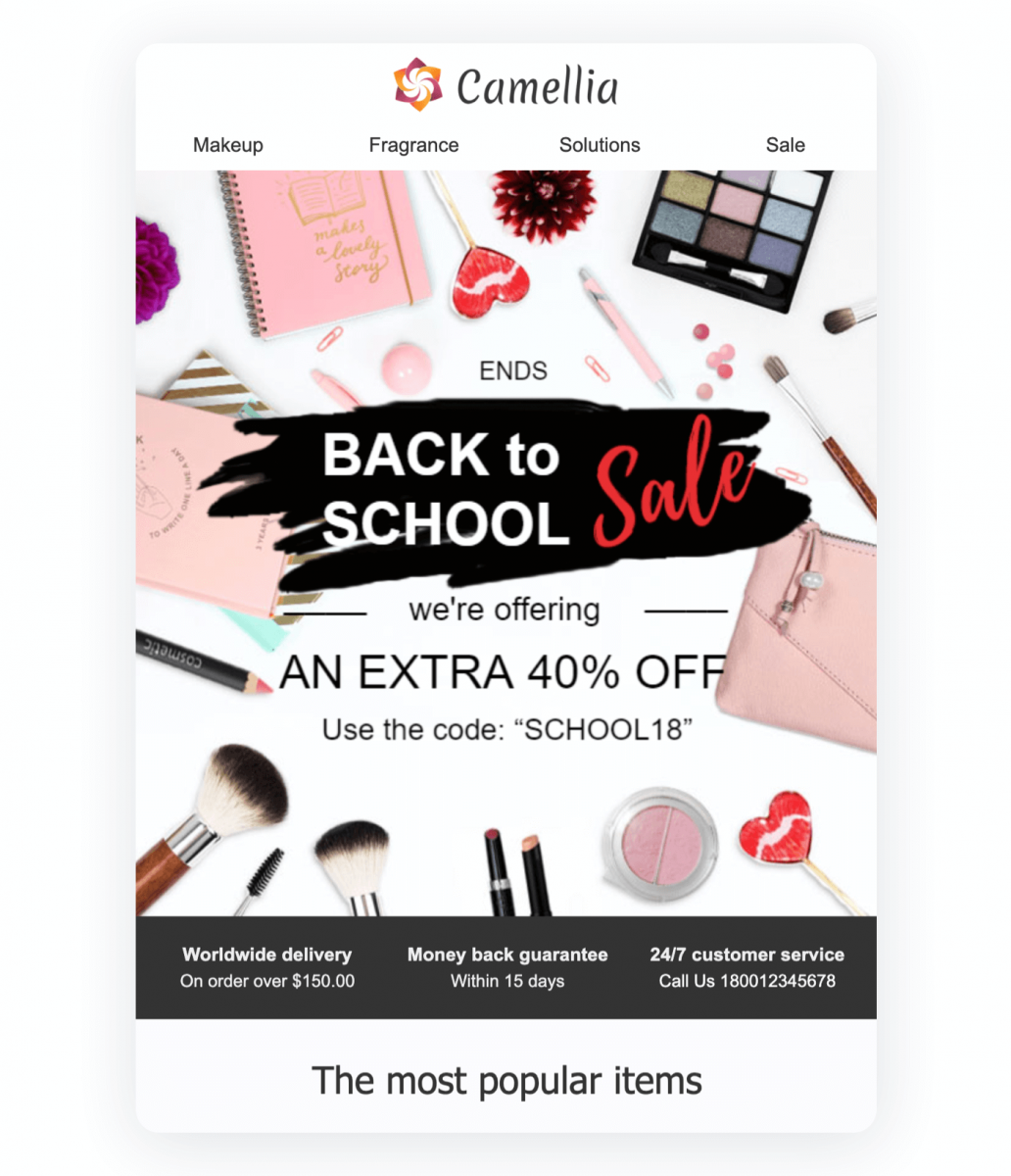 An example of a promotional email template