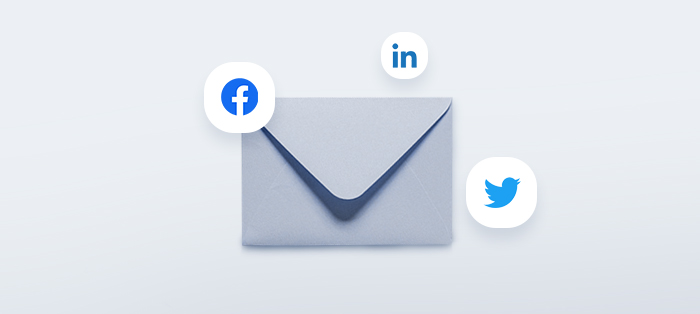 Envelope with social media icons