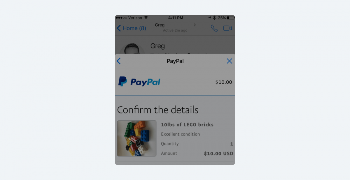 Image sowing third-party payment service customers can install on FB Marketplace for finalizing transactions.