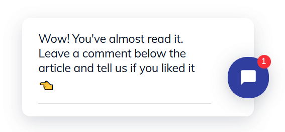A chatbot message encouraging visitors to comment on the content