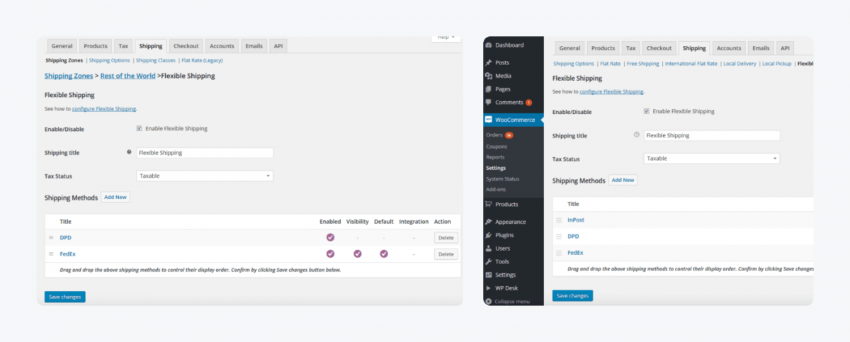 Flexible Shipping settings in wordpress