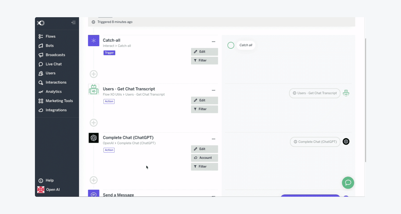 Flow XO chatbot assists with travel questions