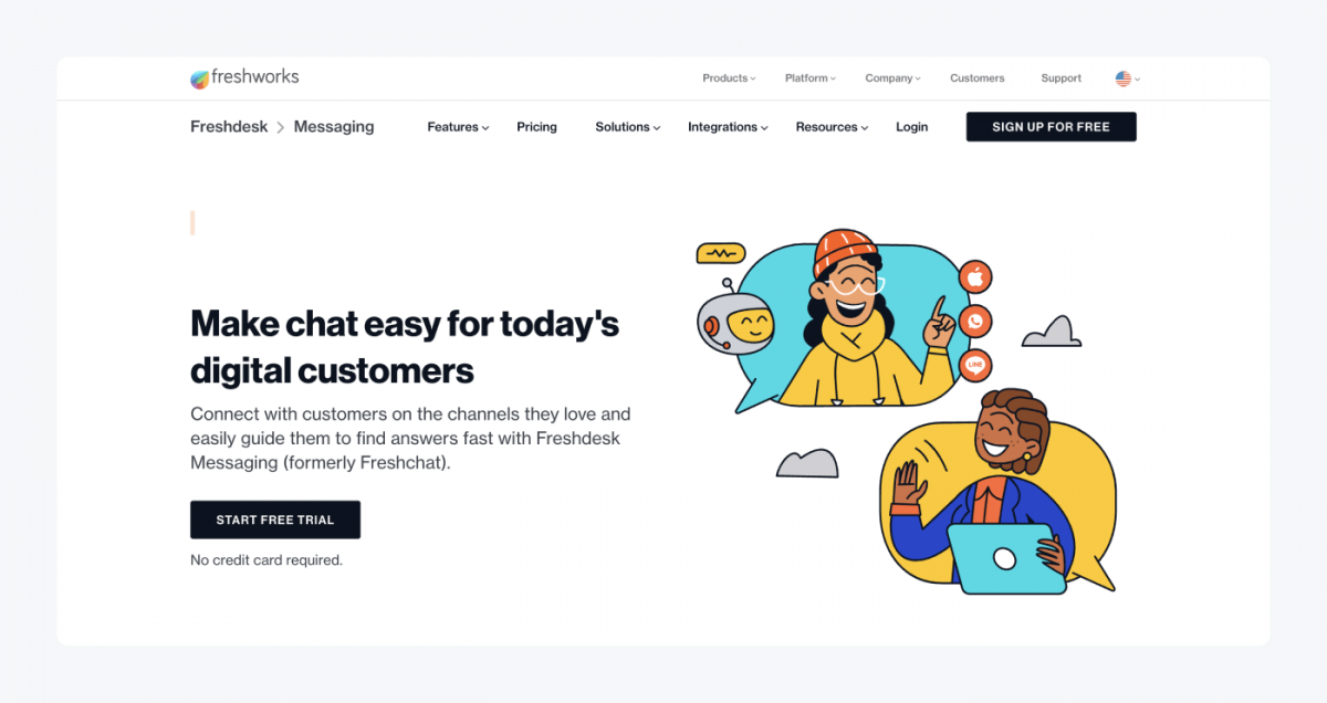 Freshchat's homepage