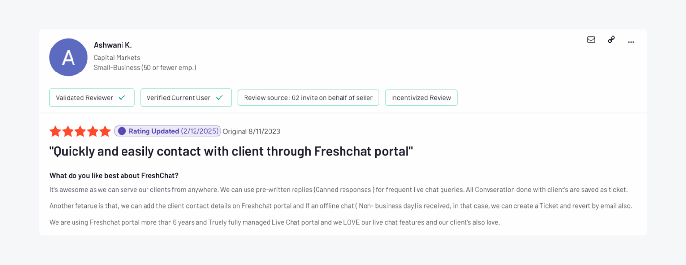 Freshchat user review 3